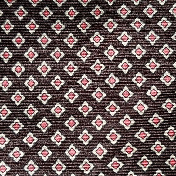 Brown Tie with Small Pink and White Pattern New - Picture 3 of 8